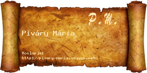 Piváry Mária névjegykártya